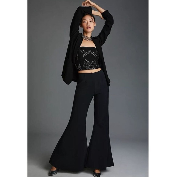 Anthropologie Pants - Anthropologie Black Flared High Rise Pants | Size 4